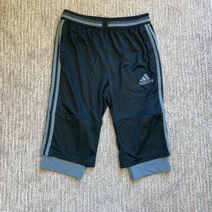 Boys Large Adidas Condivo 16 Soccer 3/4 training Pants Shorts Black Gray adizero